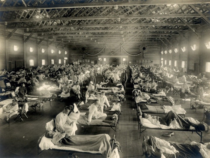 emergency hospital during spanish flu epidemic camp funston kansas ncp 1603